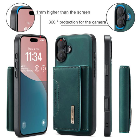 For iPhone 17 DG.MING M2 Series 3-Fold Card Bag Wallet Leather Phone Case(Green) - iPhone 17 Cases by DG.MING | Online Shopping UK | buy2fix