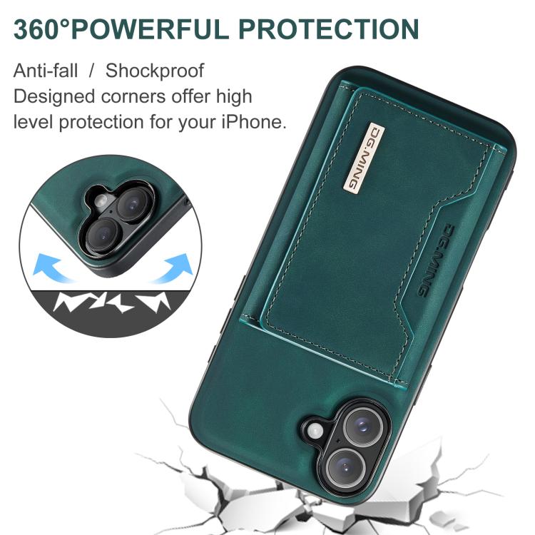 For iPhone 17 DG.MING M2 Series 3-Fold Card Bag Wallet Leather Phone Case(Green) - iPhone 17 Cases by DG.MING | Online Shopping UK | buy2fix