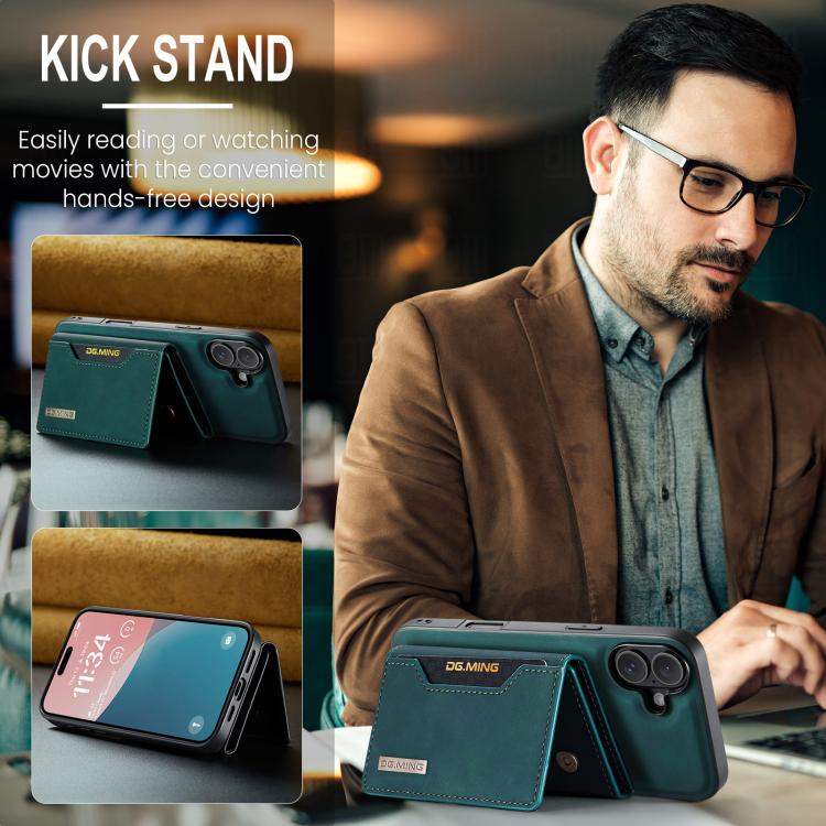 For iPhone 17 DG.MING M2 Series 3-Fold Card Bag Wallet Leather Phone Case(Green) - iPhone 17 Cases by DG.MING | Online Shopping UK | buy2fix