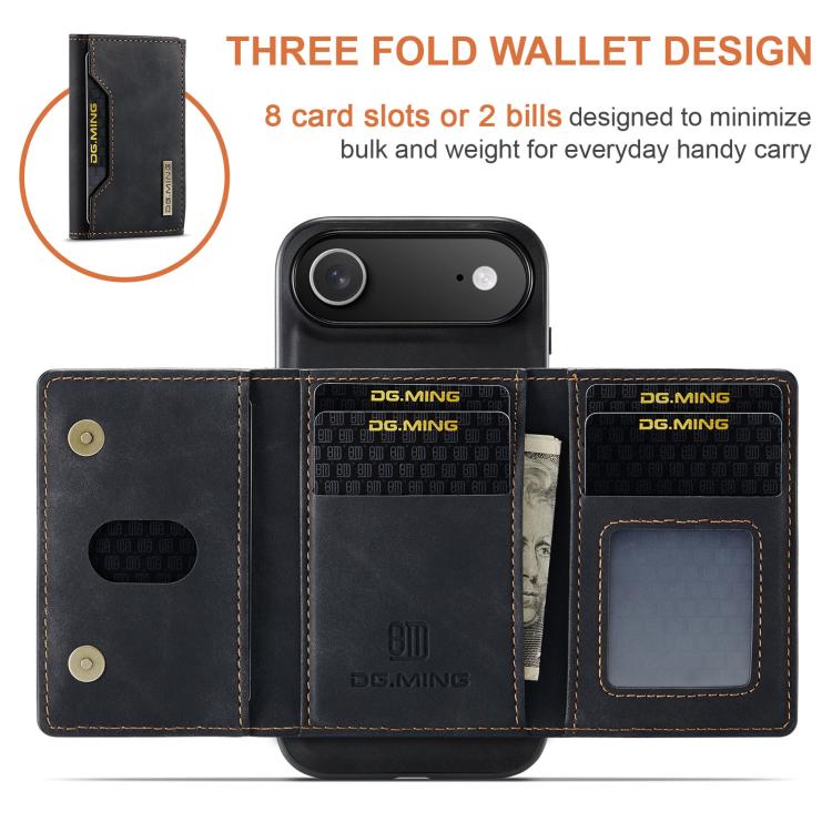 For iPhone 17 Air DG.MING M2 Series 3-Fold Card Bag Wallet Leather Phone Case(Black) - iPhone 17 Air Cases by DG.MING | Online Shopping UK | buy2fix
