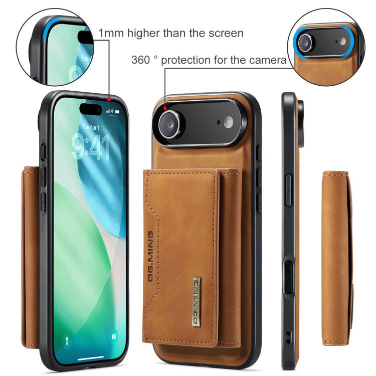 For iPhone 17 Air DG.MING M2 Series 3-Fold Card Bag Wallet Leather Phone Case(Brown) - iPhone 17 Air Cases by DG.MING | Online Shopping UK | buy2fix