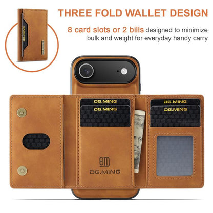 For iPhone 17 Air DG.MING M2 Series 3-Fold Card Bag Wallet Leather Phone Case(Brown) - iPhone 17 Air Cases by DG.MING | Online Shopping UK | buy2fix