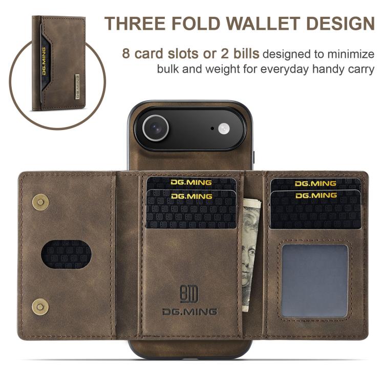 For iPhone 17 Air DG.MING M2 Series 3-Fold Card Bag Wallet Leather Phone Case(Coffee) - iPhone 17 Air Cases by DG.MING | Online Shopping UK | buy2fix