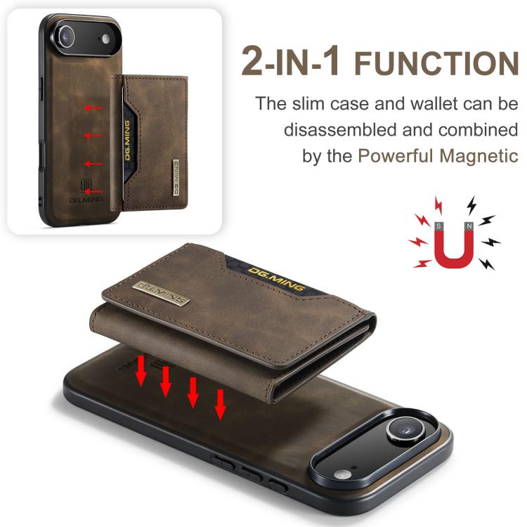 For iPhone 17 Air DG.MING M2 Series 3-Fold Card Bag Wallet Leather Phone Case(Coffee) - iPhone 17 Air Cases by DG.MING | Online Shopping UK | buy2fix