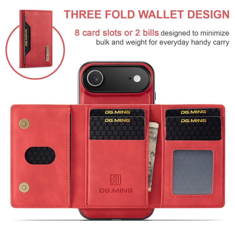 For iPhone 17 Air DG.MING M2 Series 3-Fold Card Bag Wallet Leather Phone Case(Red) - iPhone 17 Air Cases by DG.MING | Online Shopping UK | buy2fix