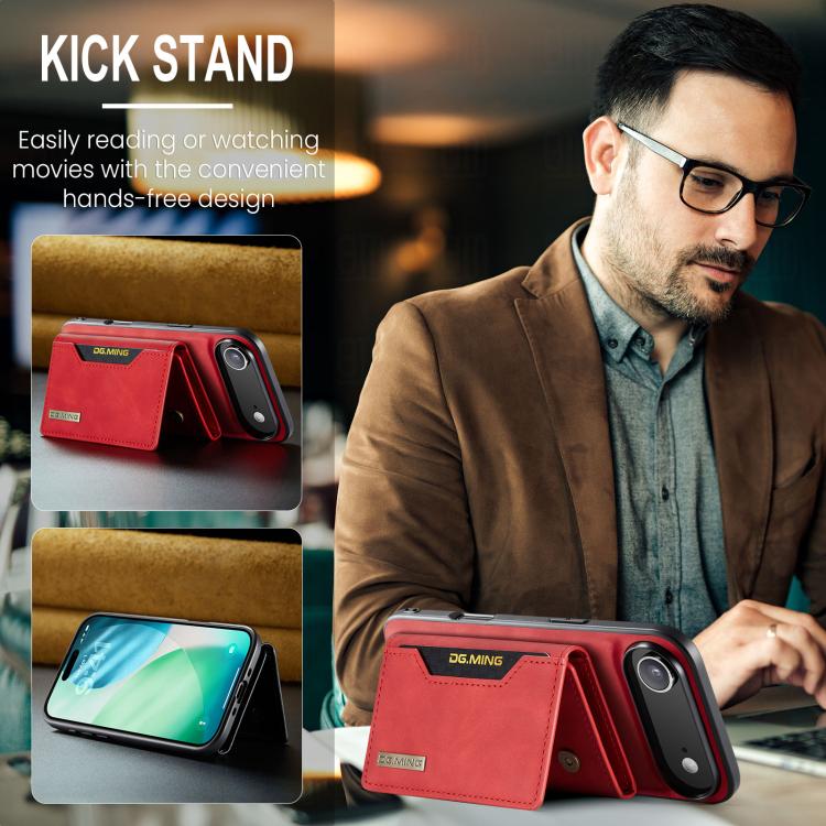 For iPhone 17 Air DG.MING M2 Series 3-Fold Card Bag Wallet Leather Phone Case(Red) - iPhone 17 Air Cases by DG.MING | Online Shopping UK | buy2fix
