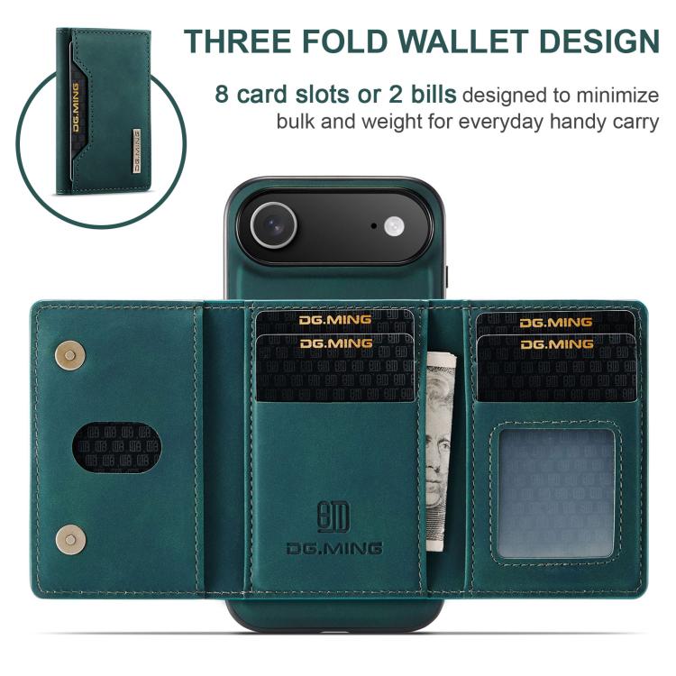 For iPhone 17 Air DG.MING M2 Series 3-Fold Card Bag Wallet Leather Phone Case(Green) - iPhone 17 Air Cases by DG.MING | Online Shopping UK | buy2fix