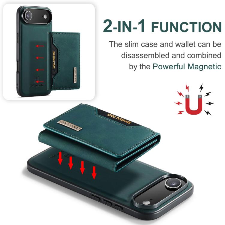 For iPhone 17 Air DG.MING M2 Series 3-Fold Card Bag Wallet Leather Phone Case(Green) - iPhone 17 Air Cases by DG.MING | Online Shopping UK | buy2fix