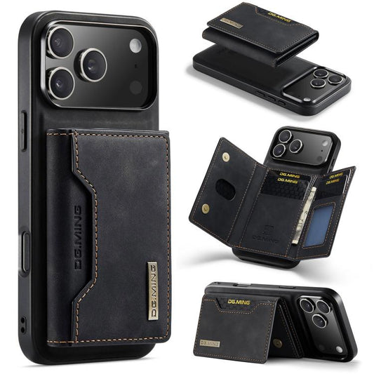 For iPhone 17 Pro DG.MING M2 Series 3-Fold Card Bag Wallet Leather Phone Case(Black) - iPhone 17 Pro Cases by DG.MING | Online Shopping UK | buy2fix