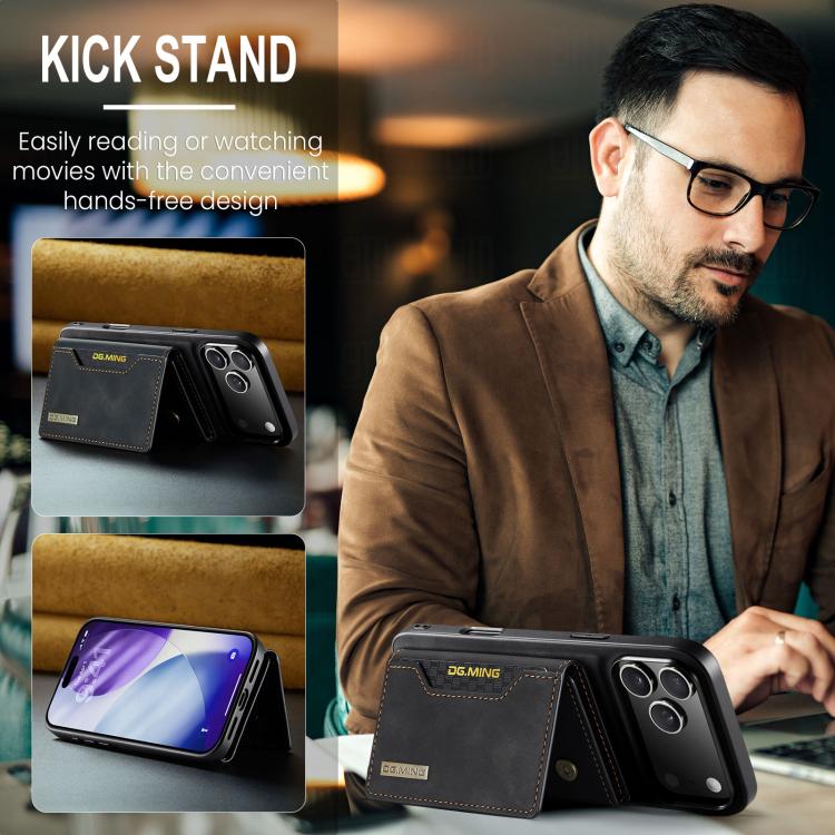 For iPhone 17 Pro DG.MING M2 Series 3-Fold Card Bag Wallet Leather Phone Case(Black) - iPhone 17 Pro Cases by DG.MING | Online Shopping UK | buy2fix