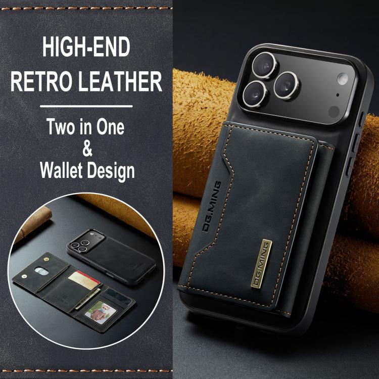 For iPhone 17 Pro DG.MING M2 Series 3-Fold Card Bag Wallet Leather Phone Case(Black) - iPhone 17 Pro Cases by DG.MING | Online Shopping UK | buy2fix
