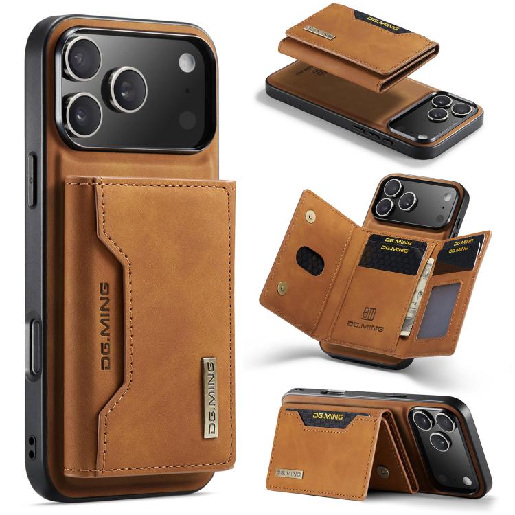 For iPhone 17 Pro DG.MING M2 Series 3-Fold Card Bag Wallet Leather Phone Case(Brown) - iPhone 17 Pro Cases by DG.MING | Online Shopping UK | buy2fix
