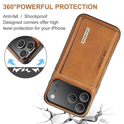 For iPhone 17 Pro DG.MING M2 Series 3-Fold Card Bag Wallet Leather Phone Case(Brown) - iPhone 17 Pro Cases by DG.MING | Online Shopping UK | buy2fix