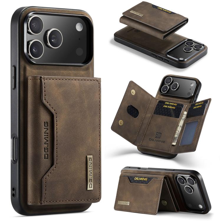 For iPhone 17 Pro DG.MING M2 Series 3-Fold Card Bag Wallet Leather Phone Case(Coffee) - iPhone 17 Pro Cases by DG.MING | Online Shopping UK | buy2fix