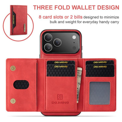 For iPhone 17 Pro DG.MING M2 Series 3-Fold Card Bag Wallet Leather Phone Case(Red) - iPhone 17 Pro Cases by DG.MING | Online Shopping UK | buy2fix