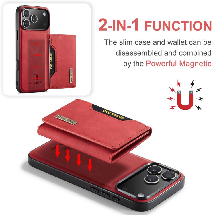 For iPhone 17 Pro DG.MING M2 Series 3-Fold Card Bag Wallet Leather Phone Case(Red) - iPhone 17 Pro Cases by DG.MING | Online Shopping UK | buy2fix