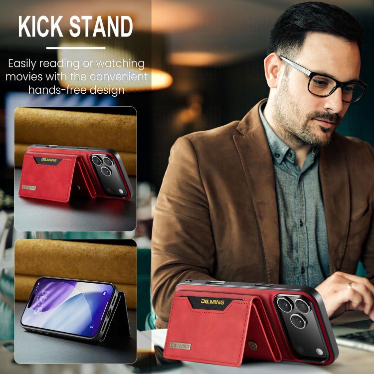 For iPhone 17 Pro DG.MING M2 Series 3-Fold Card Bag Wallet Leather Phone Case(Red) - iPhone 17 Pro Cases by DG.MING | Online Shopping UK | buy2fix