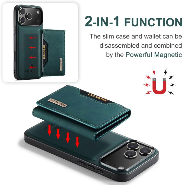 For iPhone 17 Pro DG.MING M2 Series 3-Fold Card Bag Wallet Leather Phone Case(Green) - iPhone 17 Pro Cases by DG.MING | Online Shopping UK | buy2fix