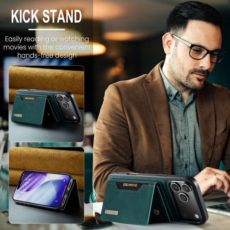 For iPhone 17 Pro DG.MING M2 Series 3-Fold Card Bag Wallet Leather Phone Case(Green) - iPhone 17 Pro Cases by DG.MING | Online Shopping UK | buy2fix
