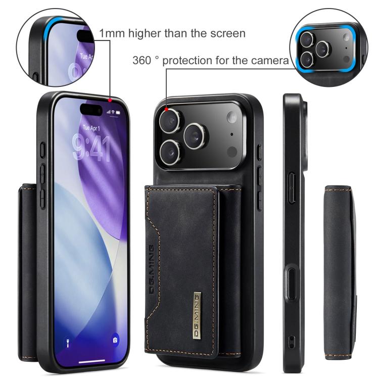 For iPhone 17 Pro Max DG.MING M2 Series 3-Fold Card Bag Wallet Leather Phone Case(Black) - iPhone 17 Pro Max Cases by DG.MING | Online Shopping UK | buy2fix