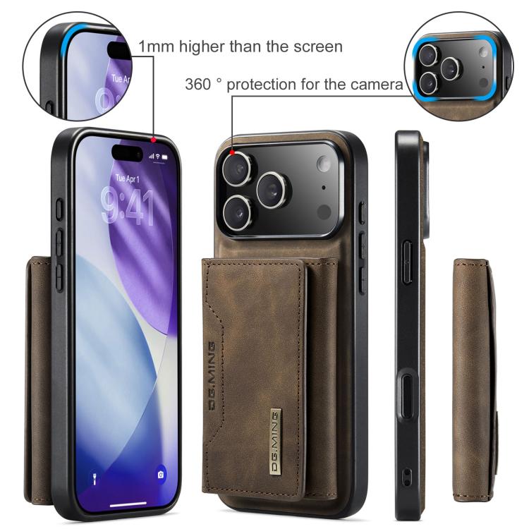 For iPhone 17 Pro Max DG.MING M2 Series 3-Fold Card Bag Wallet Leather Phone Case(Coffee) - iPhone 17 Pro Max Cases by DG.MING | Online Shopping UK | buy2fix