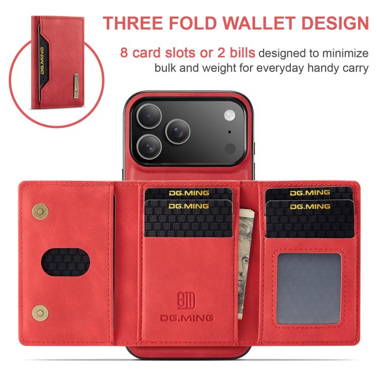 For iPhone 17 Pro Max DG.MING M2 Series 3-Fold Card Bag Wallet Leather Phone Case(Red) - iPhone 17 Pro Max Cases by DG.MING | Online Shopping UK | buy2fix