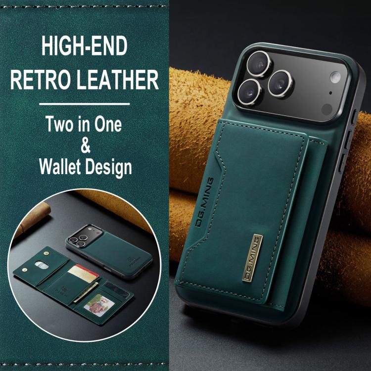 For iPhone 17 Pro Max DG.MING M2 Series 3-Fold Card Bag Wallet Leather Phone Case(Green) - iPhone 17 Pro Max Cases by DG.MING | Online Shopping UK | buy2fix