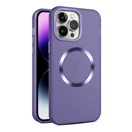 For iPhone 15 Pro Max CD Texture MagSafe Frosted Translucent Phone Case(Dark Purple) - iPhone 15 Pro Max Cases by buy2fix | Online Shopping UK | buy2fix