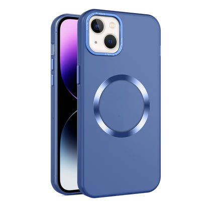 For iPhone 15 CD Texture MagSafe Frosted Translucent Phone Case(Royal Blue) - iPhone 15 Cases by buy2fix | Online Shopping UK | buy2fix
