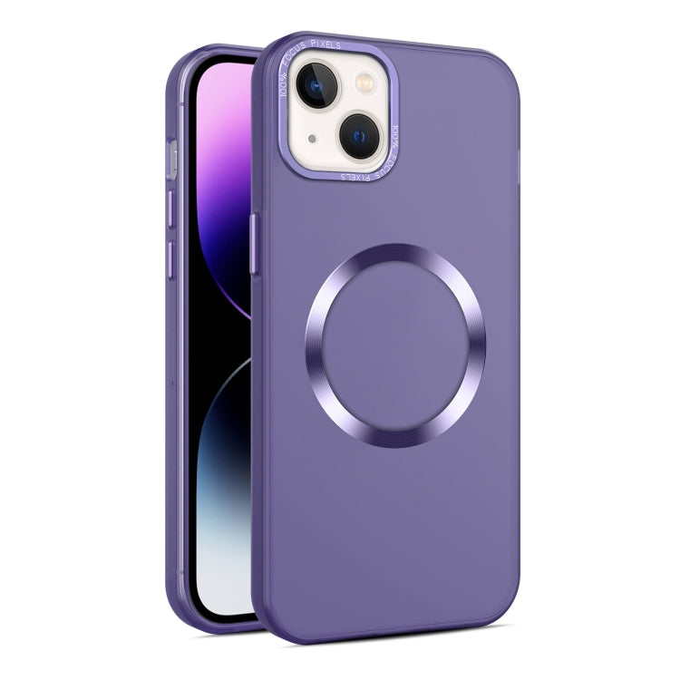 For iPhone 14 Plus CD Texture MagSafe Frosted Translucent Phone Case(Dark Purple) - iPhone 14 Plus Cases by buy2fix | Online Shopping UK | buy2fix