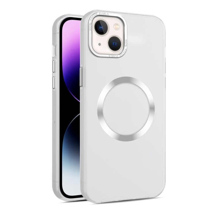 For iPhone 14 Plus CD Texture MagSafe Frosted Translucent Phone Case(White) - iPhone 14 Plus Cases by buy2fix | Online Shopping UK | buy2fix