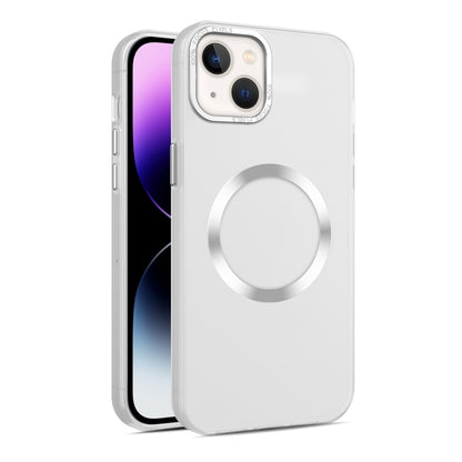 For iPhone 14 Plus CD Texture MagSafe Frosted Translucent Phone Case(White) - iPhone 14 Plus Cases by buy2fix | Online Shopping UK | buy2fix