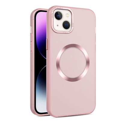 For iPhone 14 CD Texture MagSafe Frosted Translucent Phone Case(Pink) - iPhone 14 Cases by buy2fix | Online Shopping UK | buy2fix