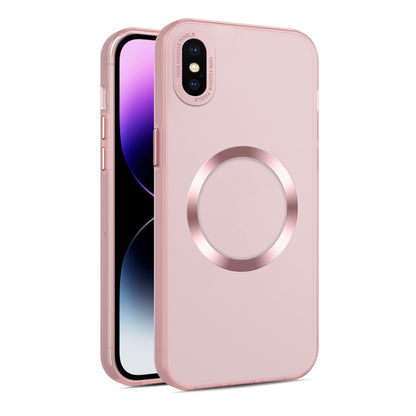 For iPhone XS / X CD Texture MagSafe Frosted Translucent Phone Case(Pink) - More iPhone Cases by buy2fix | Online Shopping UK | buy2fix