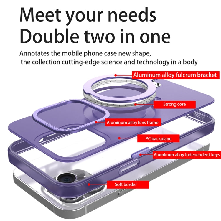 For iPhone 13 MagSafe Metal Holder Frosted Translucent Phone Case(Dark Purple) by buy2fix