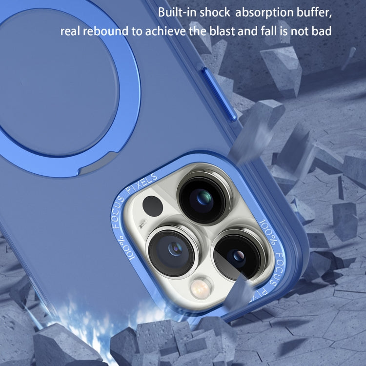 For iPhone 11 Pro Max MagSafe Metal Holder Frosted Translucent Phone Case(Black) by buy2fix