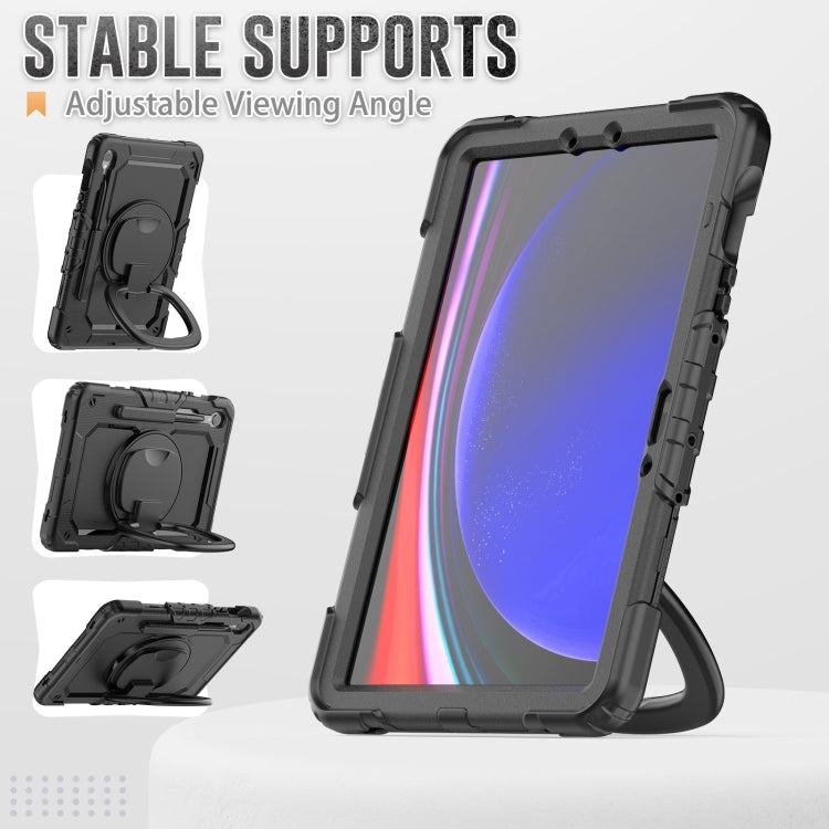 For Samsung Galaxy Tab S9 D Type Silicone Hybrid PC Tablet Case with Handle Holder(Black) - Galaxy Tab S9 Cases by buy2fix | Online Shopping UK | buy2fix