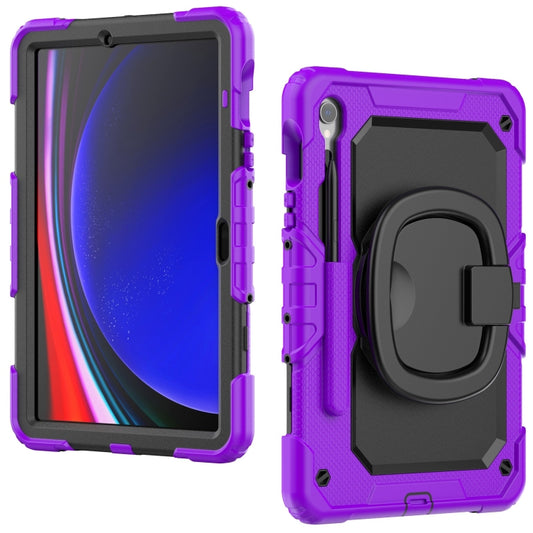For Samsung Galaxy Tab S9 D Type Silicone Hybrid PC Tablet Case with Handle Holder(Purple) by buy2fix