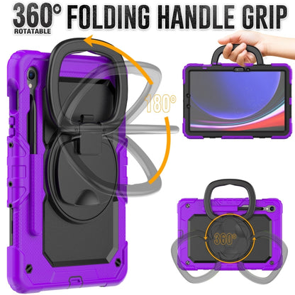 For Samsung Galaxy Tab S9 D Type Silicone Hybrid PC Tablet Case with Handle Holder(Purple) - Galaxy Tab S9 Cases by buy2fix | Online Shopping UK | buy2fix