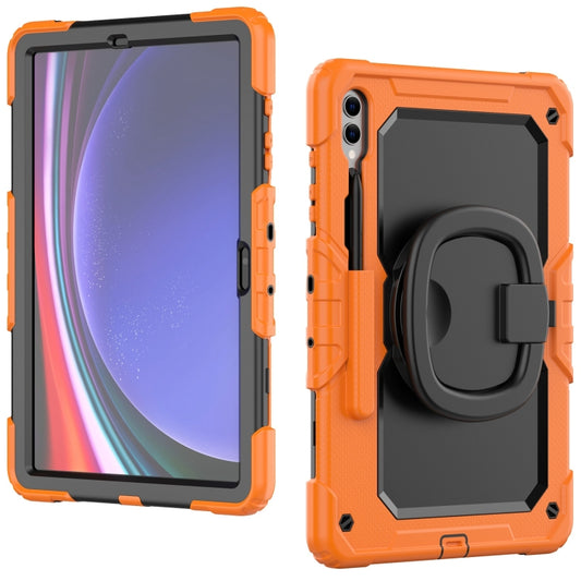 For Samsung Galaxy Tab S9+ / S10+ D Type Silicone Hybrid PC Tablet Case with Handle Holder(Orange) by buy2fix