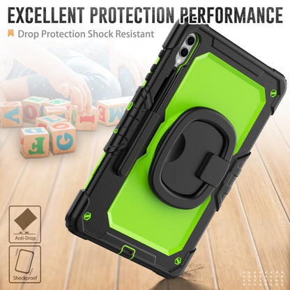 For Samsung Galaxy Tab S9+ D Type Silicone Hybrid PC Tablet Case with Handle Holder(Yellow Green PC) - Galaxy Tab S9+ Cases by buy2fix | Online Shopping UK | buy2fix