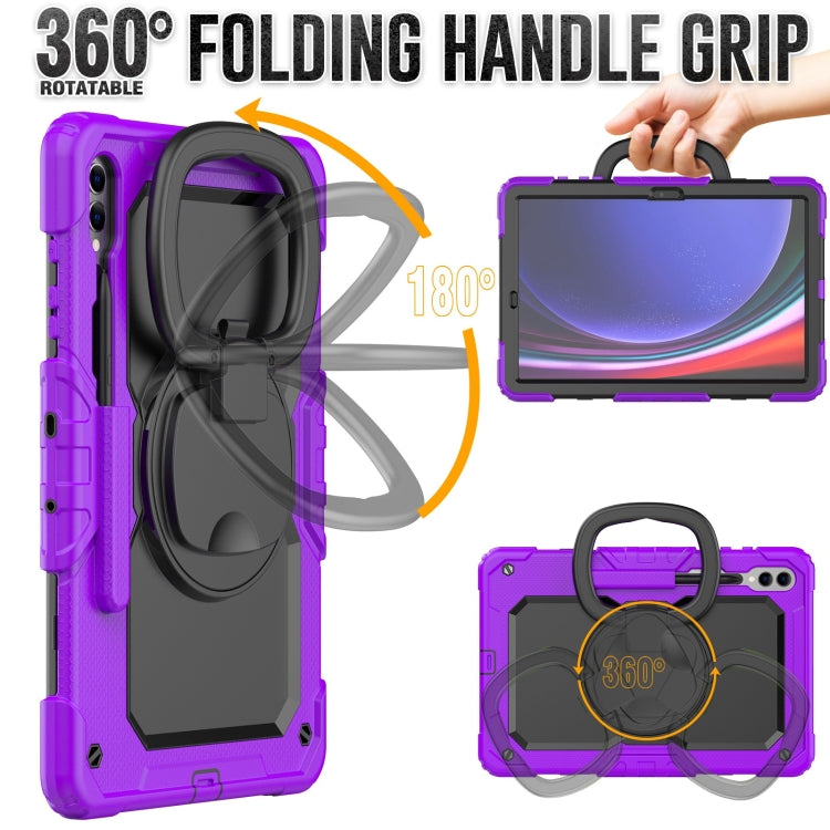 For Samsung Galaxy Tab S9+ D Type Silicone Hybrid PC Tablet Case with Handle Holder(Purple) - Galaxy Tab S9+ Cases by buy2fix | Online Shopping UK | buy2fix