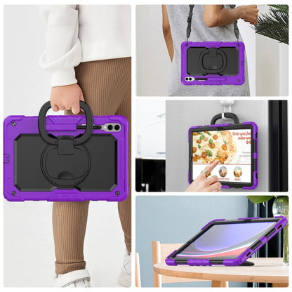 For Samsung Galaxy Tab S9+ D Type Silicone Hybrid PC Tablet Case with Handle Holder(Purple) - Galaxy Tab S9+ Cases by buy2fix | Online Shopping UK | buy2fix