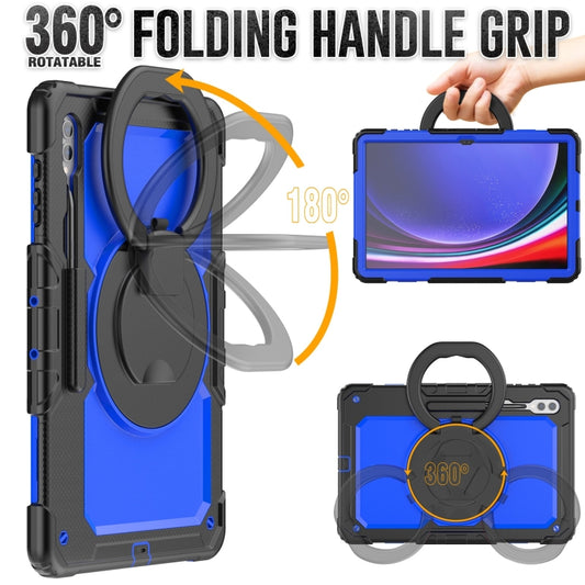 For Samsung Galaxy Tab S10 Ultra D Type Silicone Hybrid PC Tablet Case with Handle Holder(Blue PC) by buy2fix
