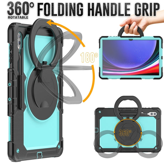 For Samsung Galaxy Tab S10 Ultra D Type Silicone Hybrid PC Tablet Case with Handle Holder(Light Blue PC) by buy2fix