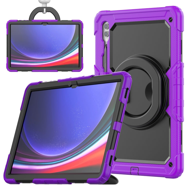 For Samsung Galaxy Tab S10 Ultra D Type Silicone Hybrid PC Tablet Case with Handle Holder(Purple) - Galaxy Tab S9 Ultra Cases by buy2fix | Online Shopping UK | buy2fix