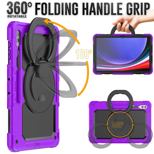 For Samsung Galaxy Tab S10 Ultra D Type Silicone Hybrid PC Tablet Case with Handle Holder(Purple) by buy2fix