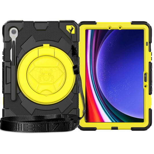 For Samsung Galaxy Tab S9 Spider Rotation Handle Silicone Hybrid PC Tablet Case(Black Yellow) by buy2fix