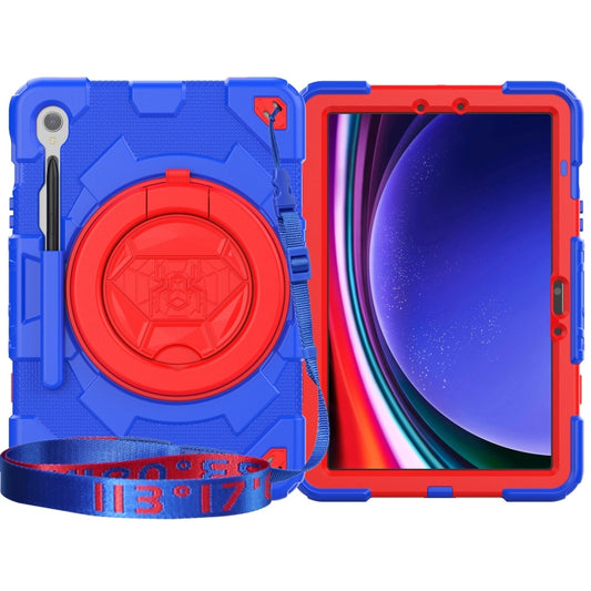 For Samsung Galaxy Tab S9 Spider Rotation Handle Silicone Hybrid PC Tablet Case(Red Blue) by buy2fix