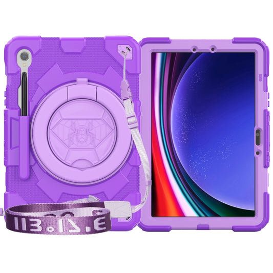 For Samsung Galaxy Tab S9 Spider Rotation Handle Silicone Hybrid PC Tablet Case(Purple) by buy2fix